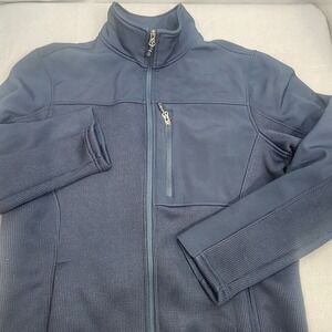 SWISS TECH Mens Full Zip Jacket Navy Blue‎ Textured Panels Size M
